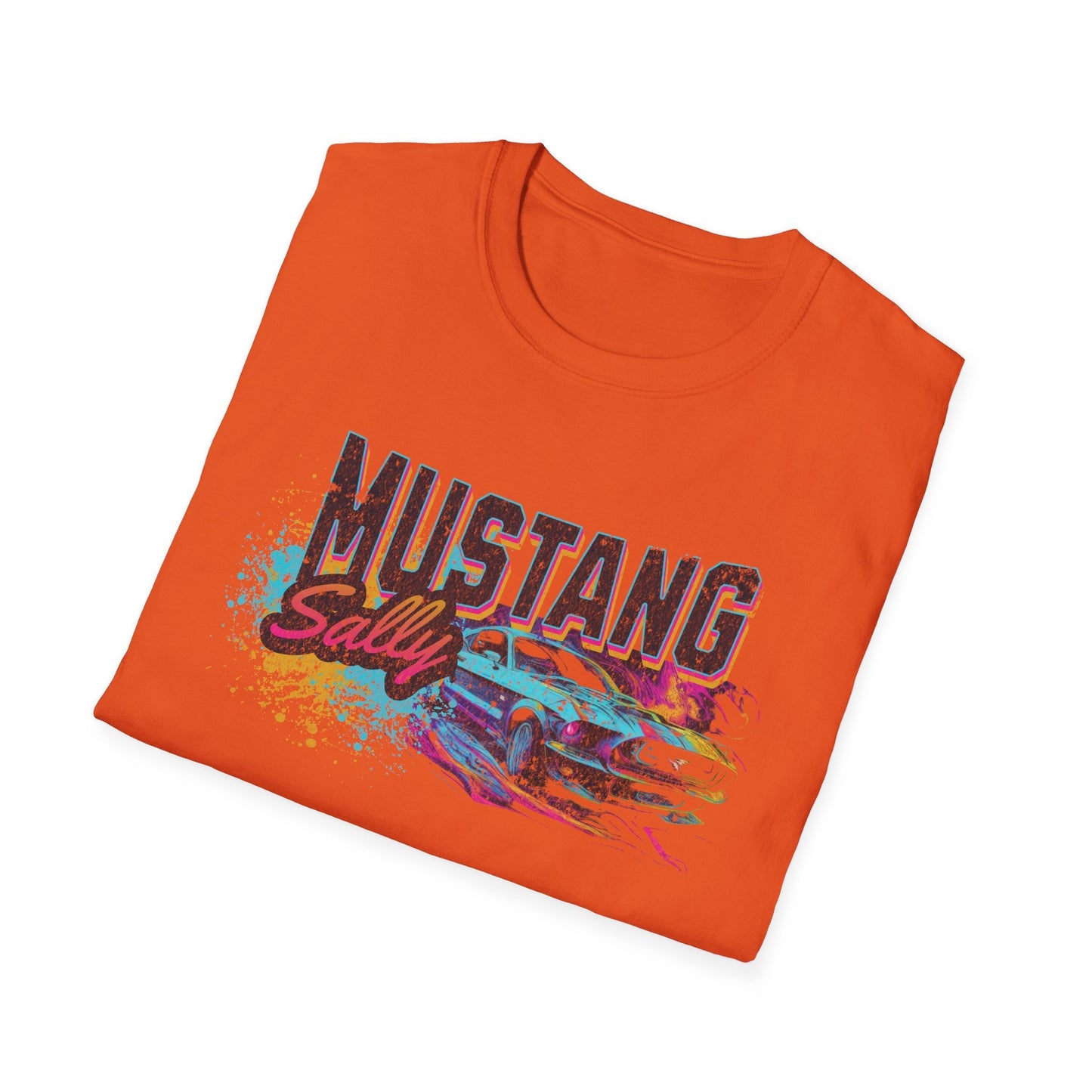 Neon Blast Mustang Sally Unisex T-shirt: Bold & Dynamic Design Inspired by the song 'Mustang Sally' and the Ford Mustangs