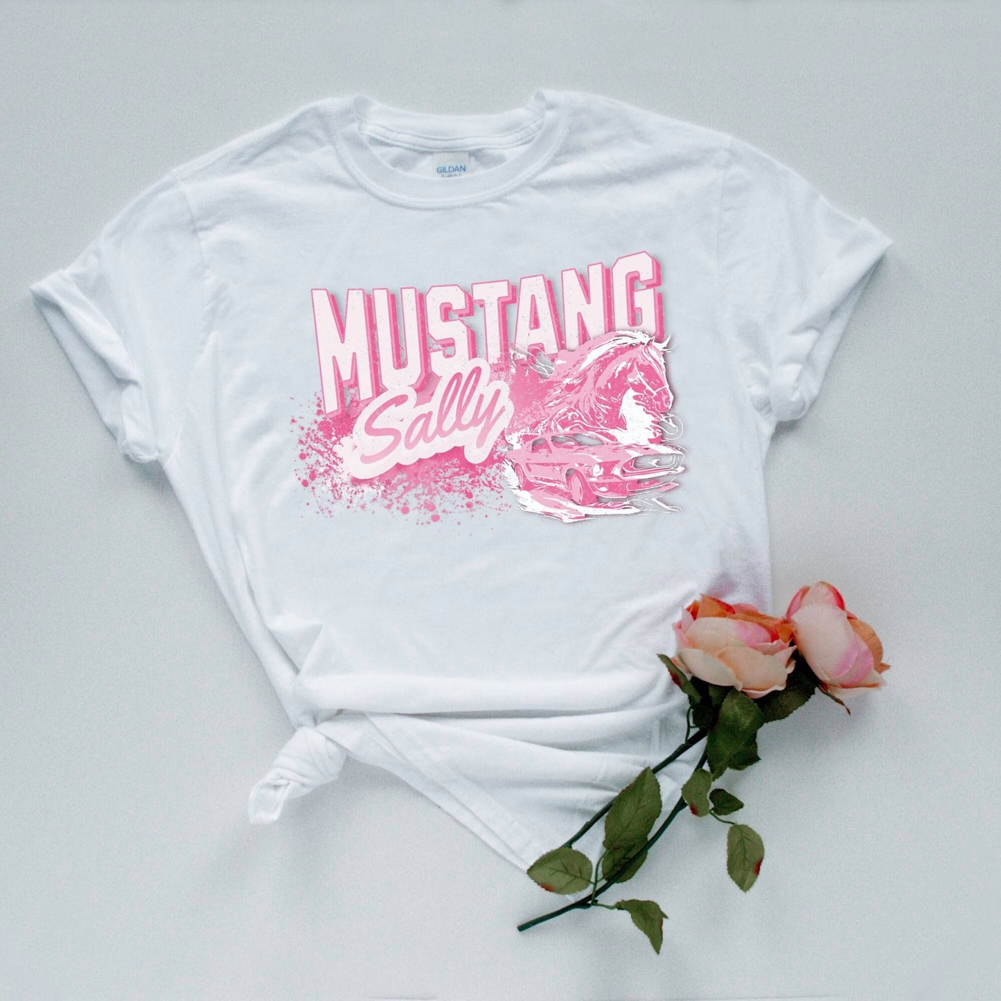 Abstract Pink Mustang Sally Ford Mustang Unisex T-shirt Retro Chic Design