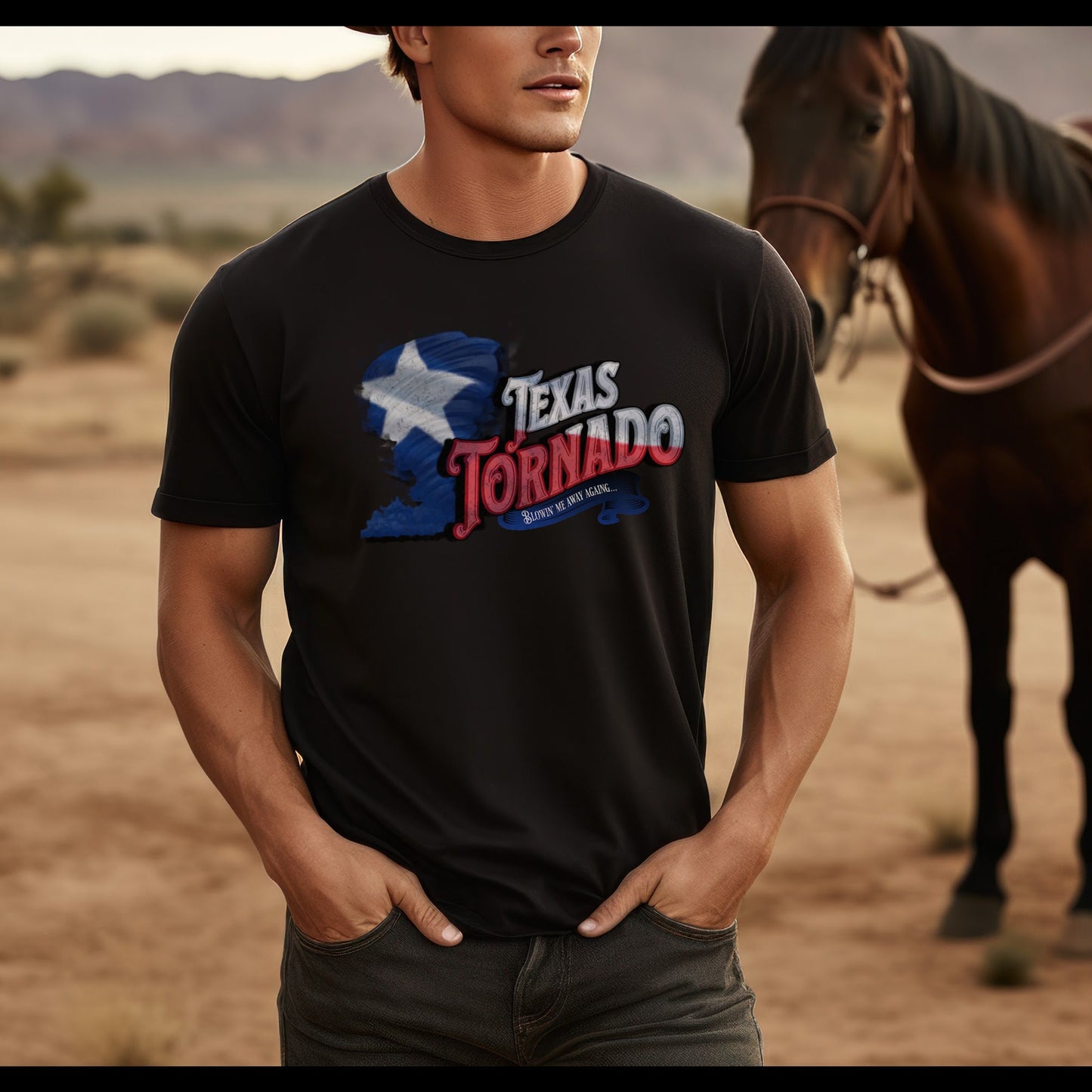 Texas Tornado - Blowin' me away again Tshirt - Tracy Lawrence - Texas Flag - 90's country music
