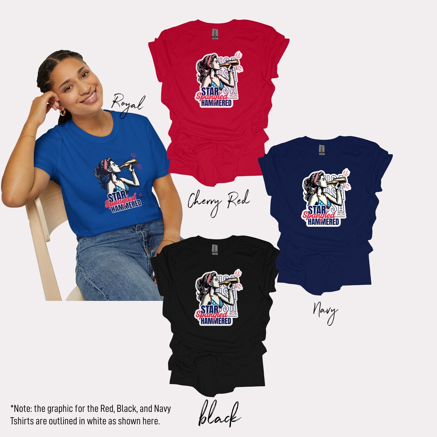 Star Spangled *HAMMERED* Tee Fun Fourth Of July T-shirt! 4th of July Red, white and blue!