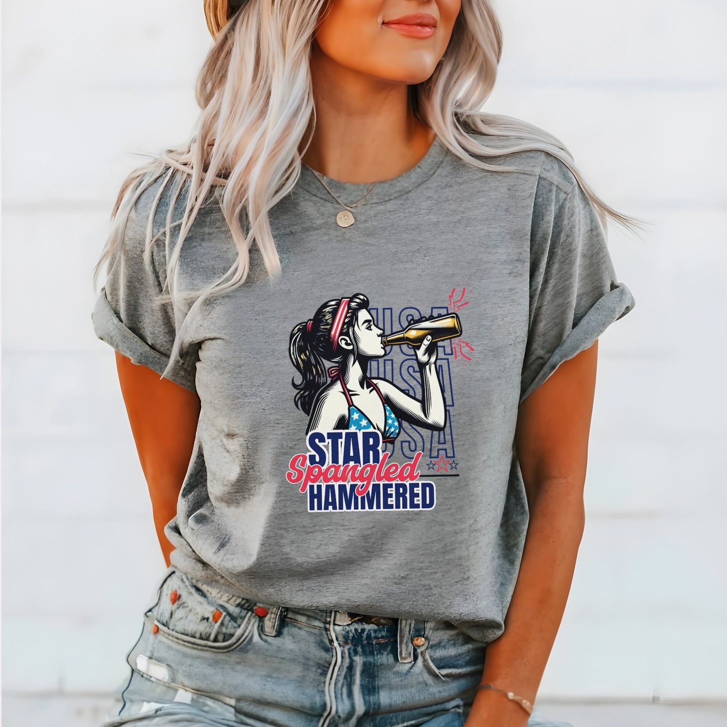 Star Spangled *HAMMERED* Tee Fun Fourth Of July T-shirt! 4th of July Red, white and blue!