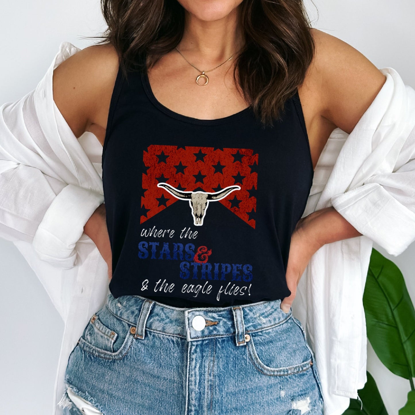 Where the Stars and Stripes & The Eagle Flies - 4th of July Tank Top Aaron Tippin Tribute