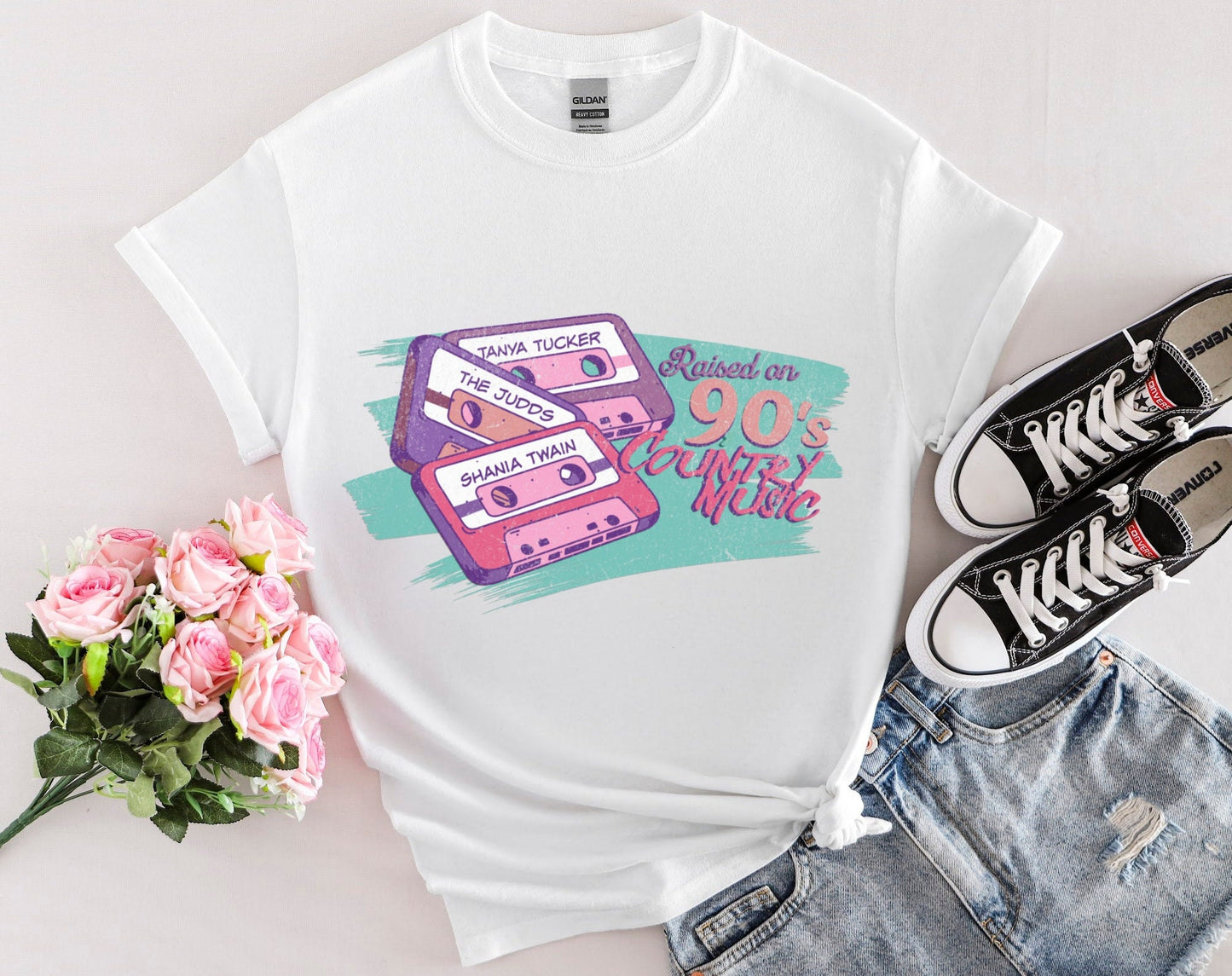 Raised on 90's country music - Tanya Tucker, Shania Twain, The Judds - cassette tapes nostalgia shirt