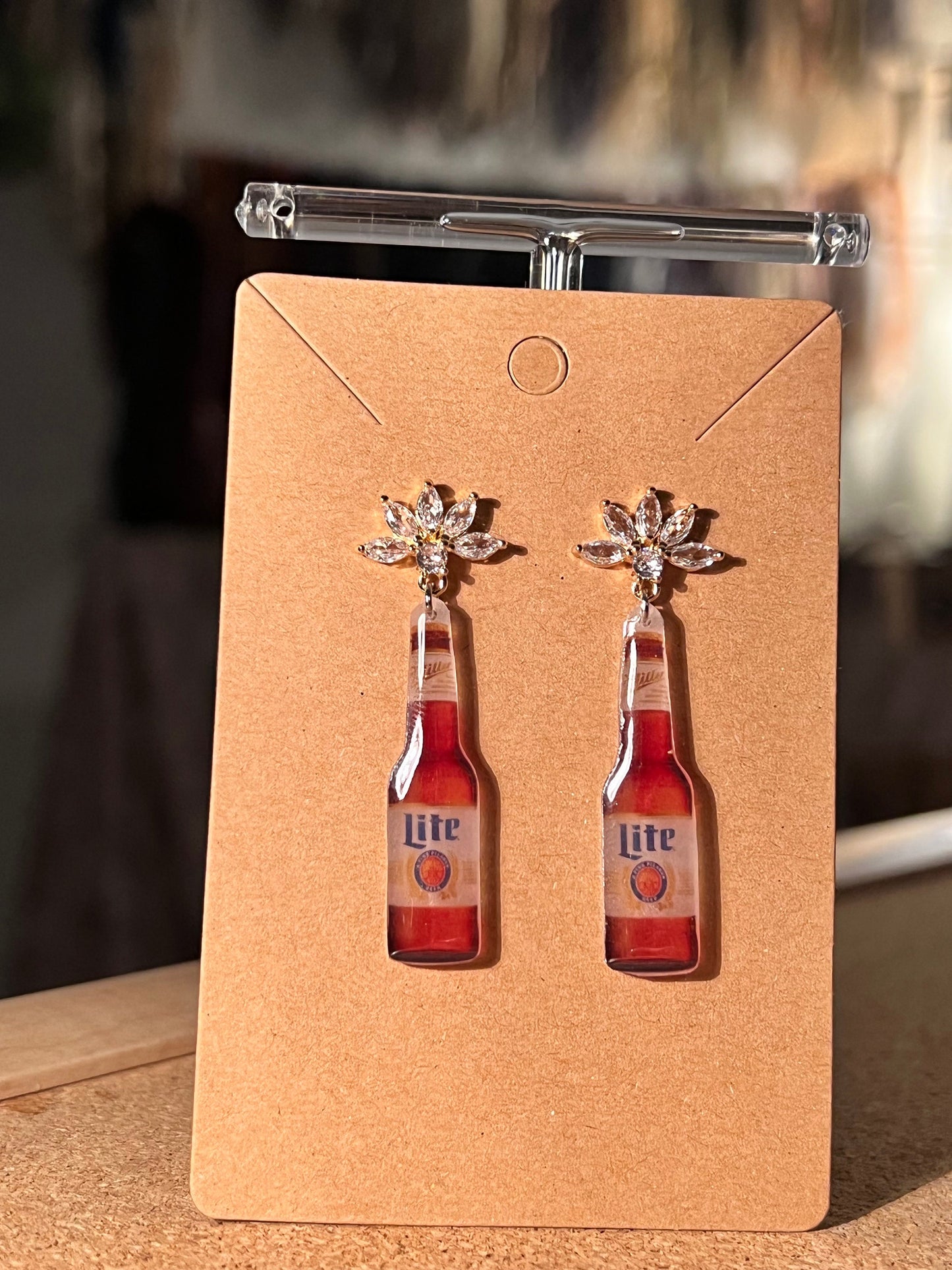 Miller Lite Beer Bottle earrings