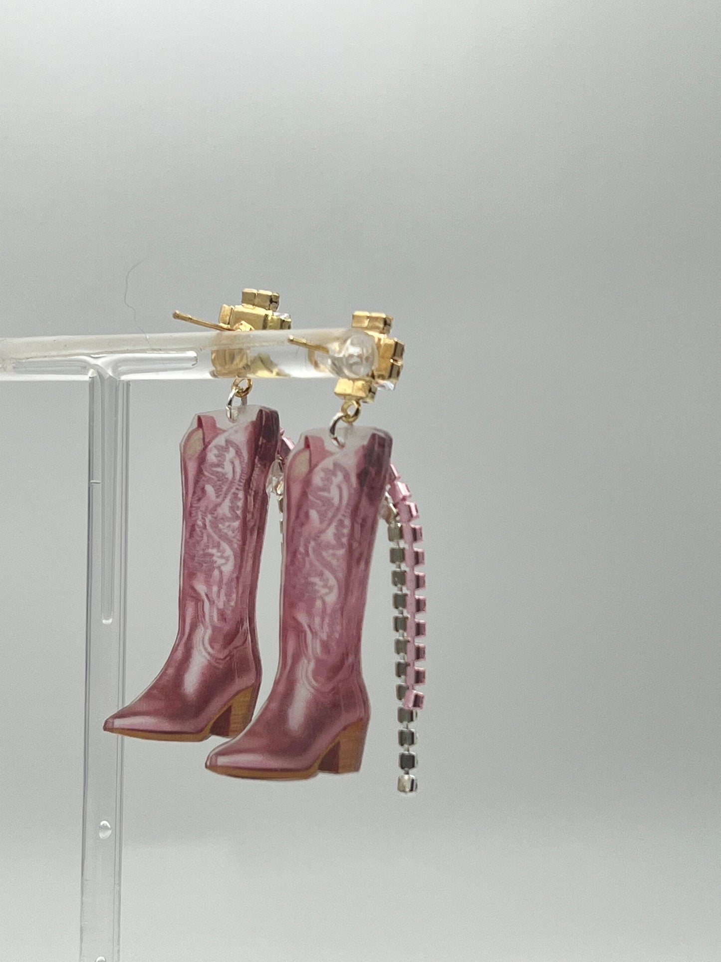 Pink Cowboy Boots with Rhinestone Tassels!