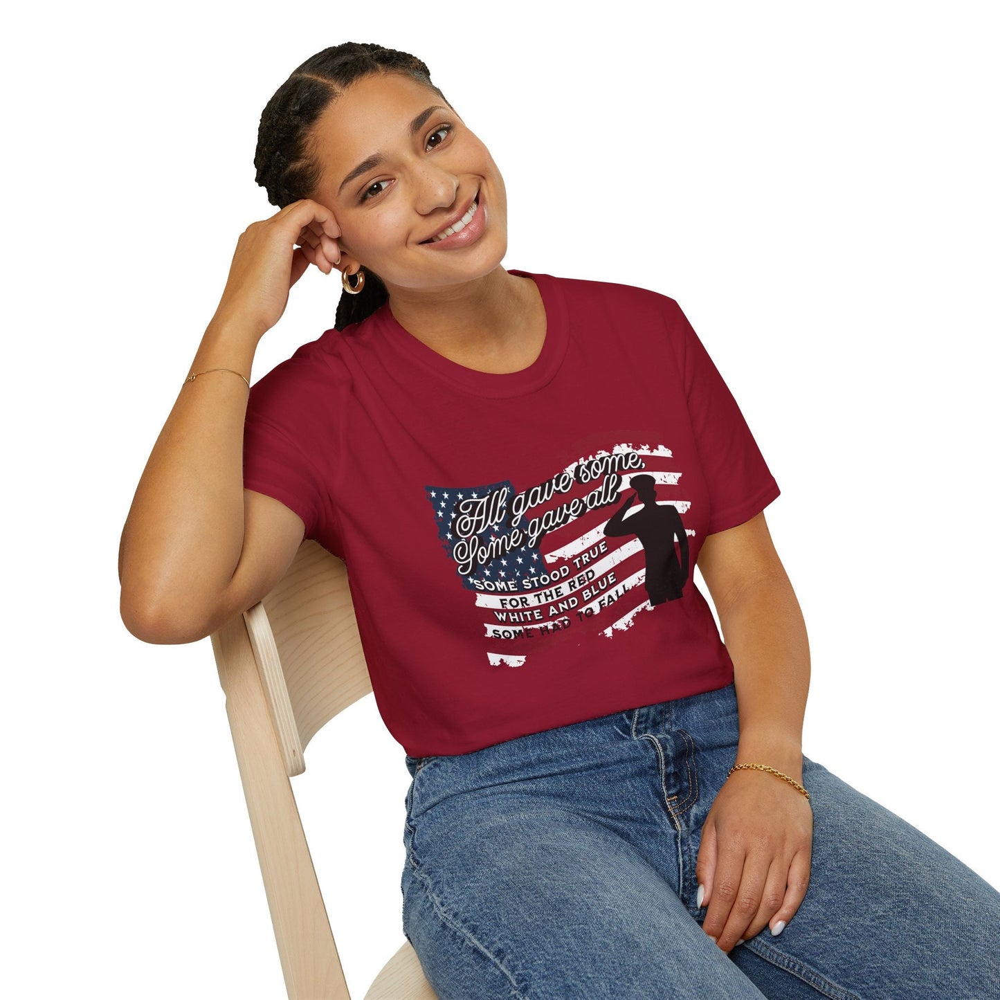 4th of July "All Gave Some, Some Gave All" Soldier Silhouette T-Shirt - Show Your Patriotism - Unisex T-Shirt