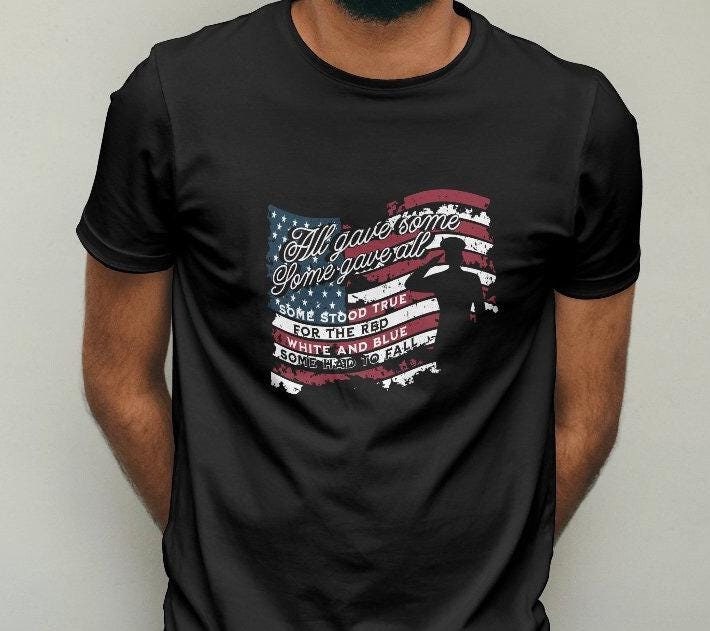 4th of July "All Gave Some, Some Gave All" Soldier Silhouette T-Shirt - Show Your Patriotism - Unisex T-Shirt