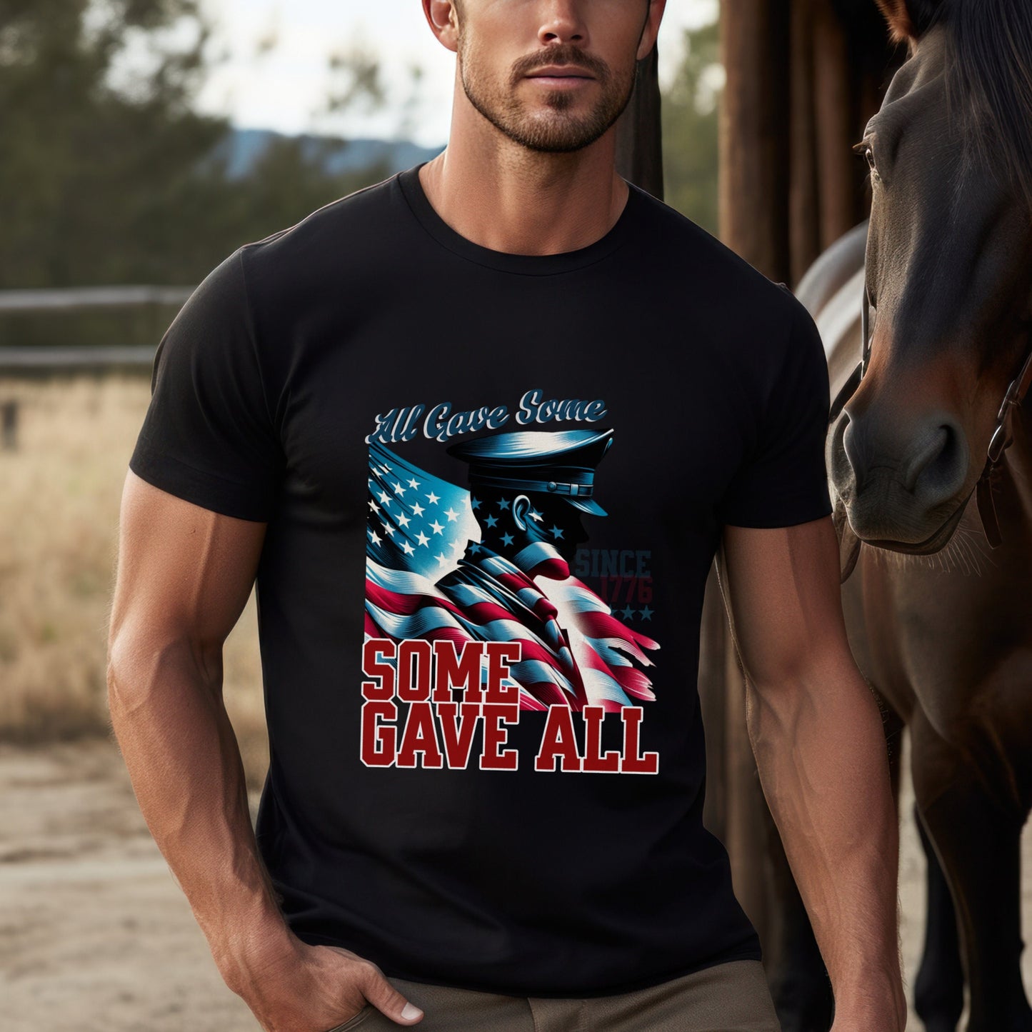 4th of July Patriotic Soldier Tribute T-Shirt - "All Gave Some, Some Gave All" Unisex Soft Style T-Shirt