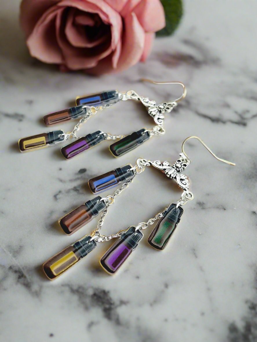Essential Oil Themed Earrings - Mini Oil Bottles