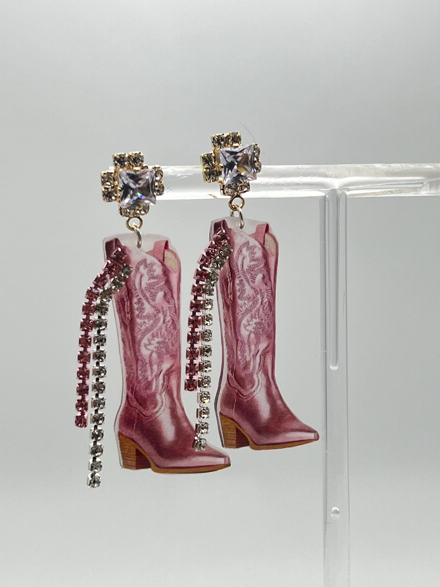 Pink Cowboy Boots with Rhinestone Tassels!