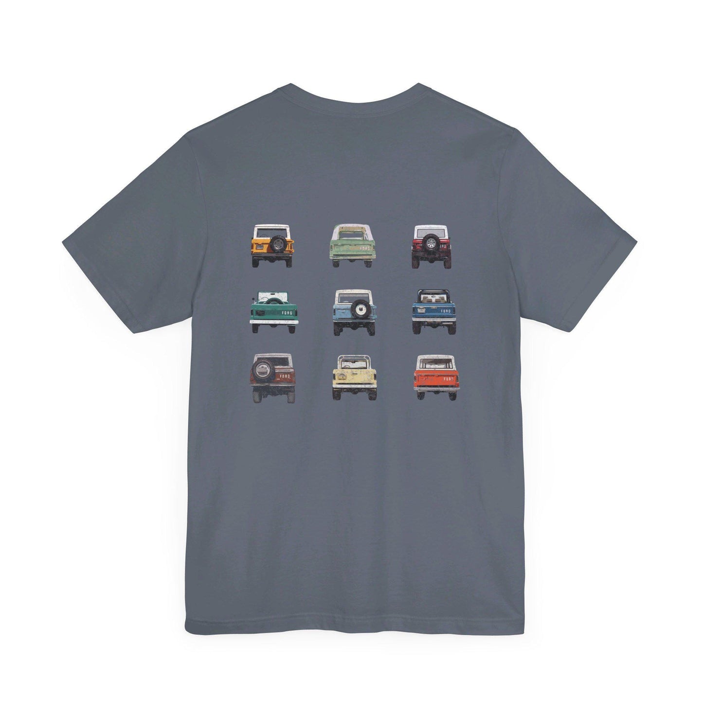 Ford Bronco Hindquarters Grid Vintage Front & Back Design -- Bella+Canvas 3001 Unisex T-Shirt