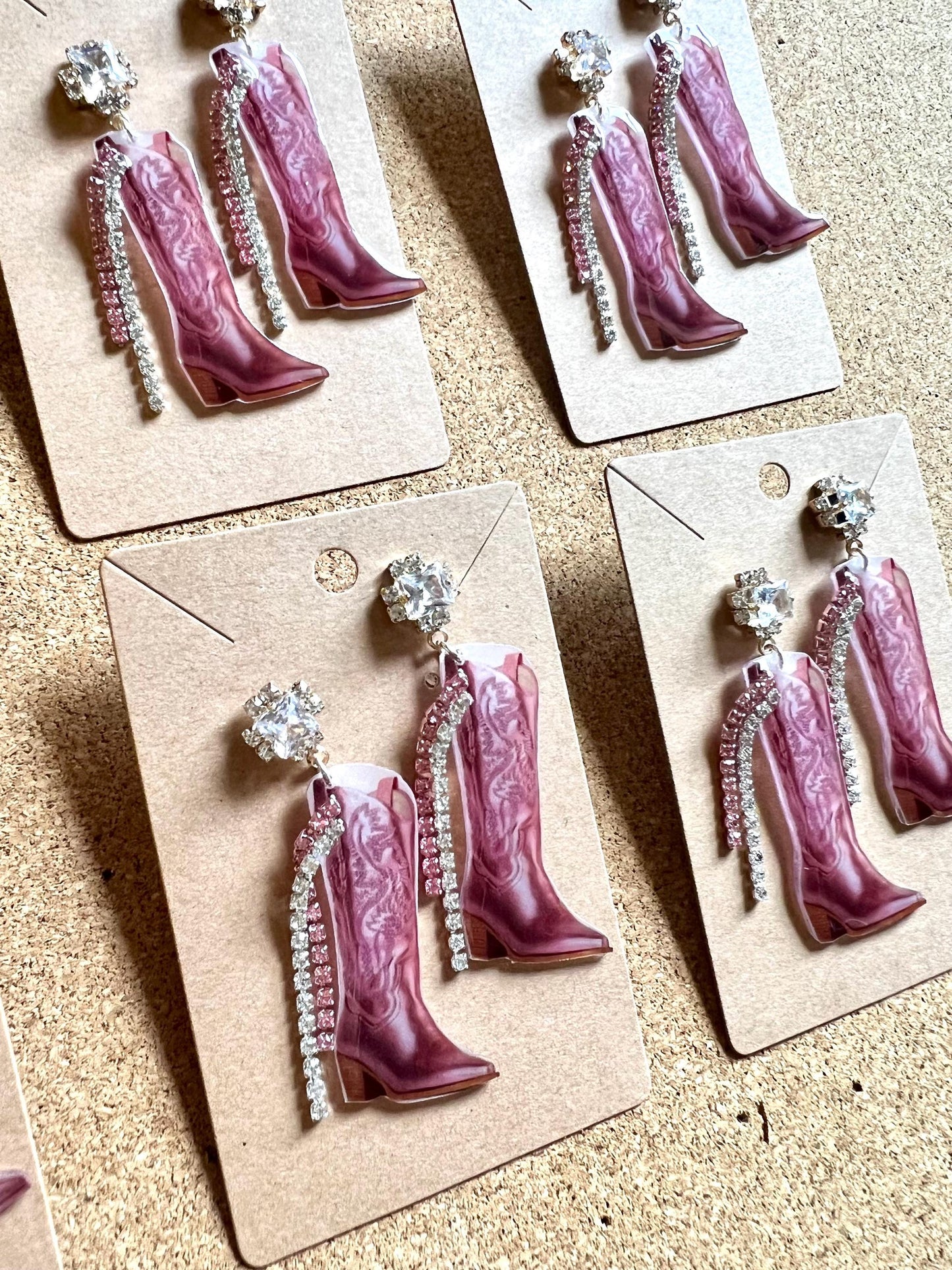 Pink Cowboy Boots with Rhinestone Tassels!