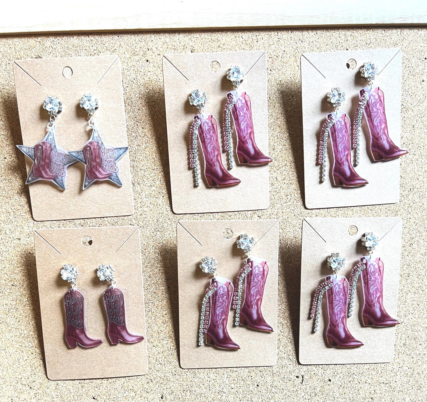 Pink Cowboy Boots with Rhinestone Tassels!