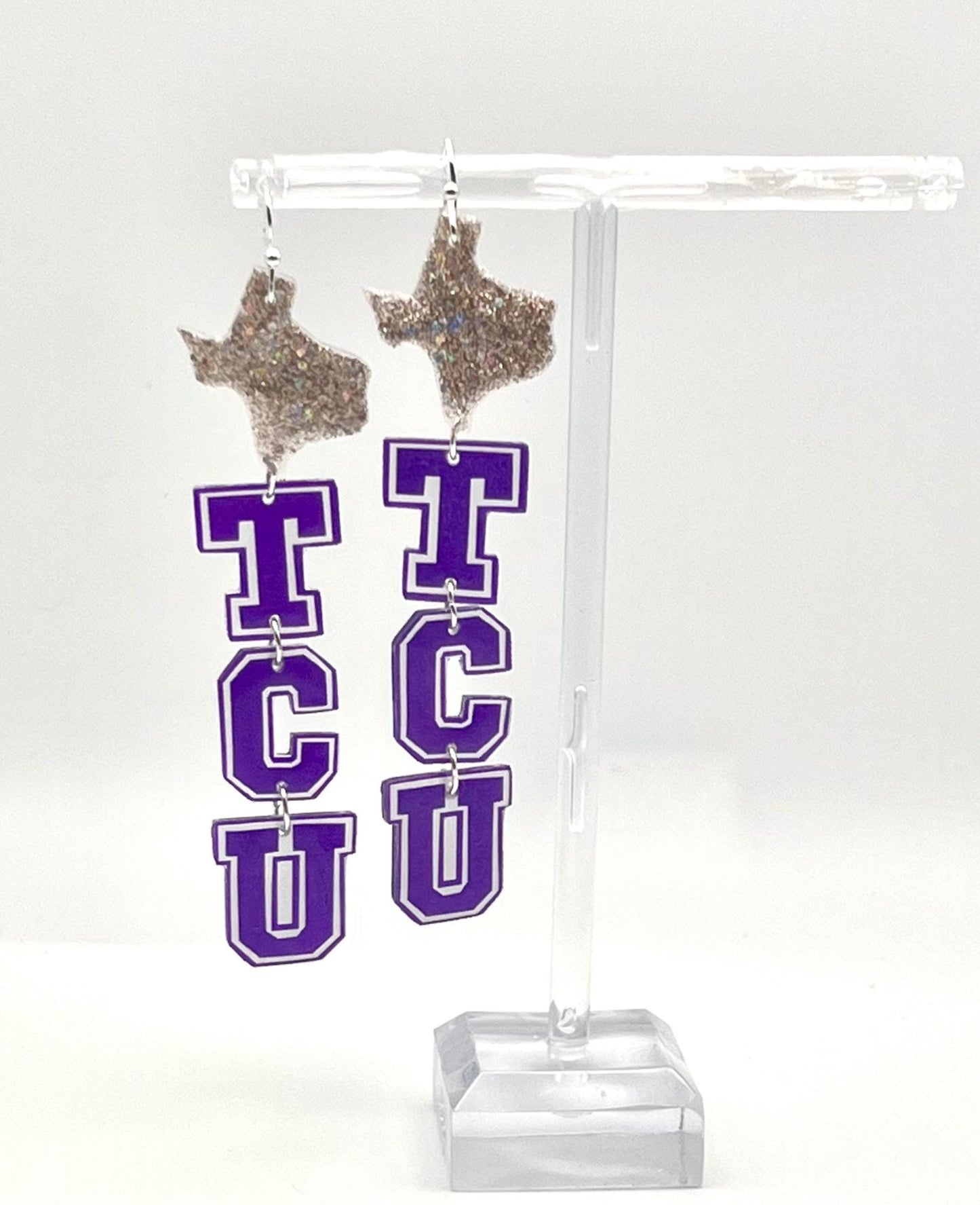 Sparkly TCU Football Earrings