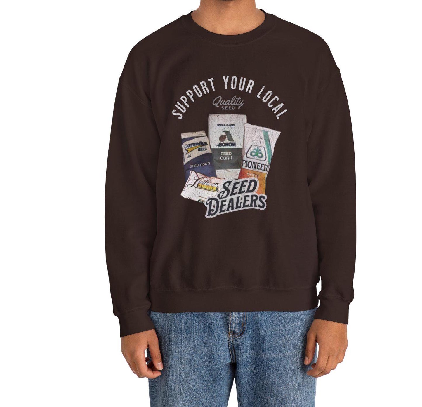 Midwest Farming "Support Your Local Seed Dealer" Crewneck Sweatshirt {Also available in Hoodie and T-shirt!}