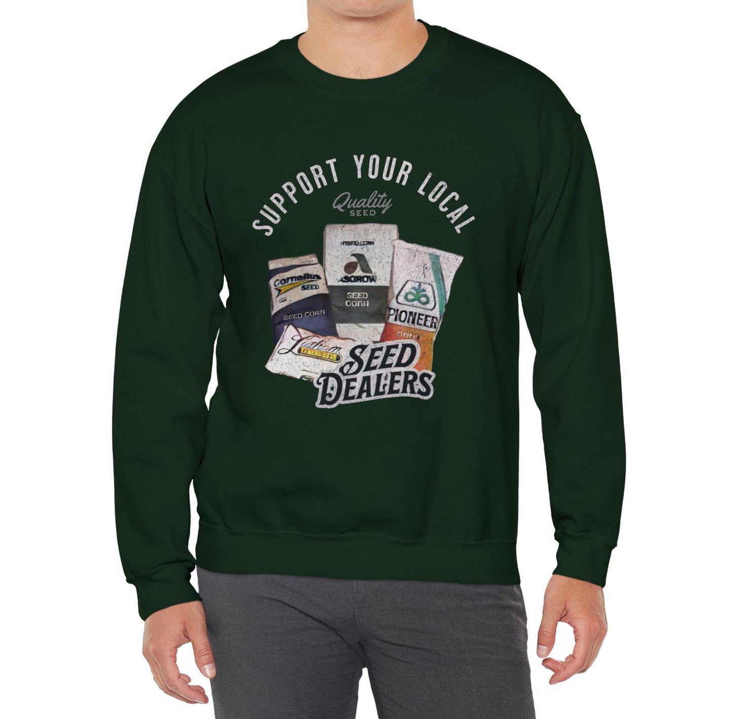 Midwest Farming "Support Your Local Seed Dealer" Crewneck Sweatshirt {Also available in Hoodie and T-shirt!}