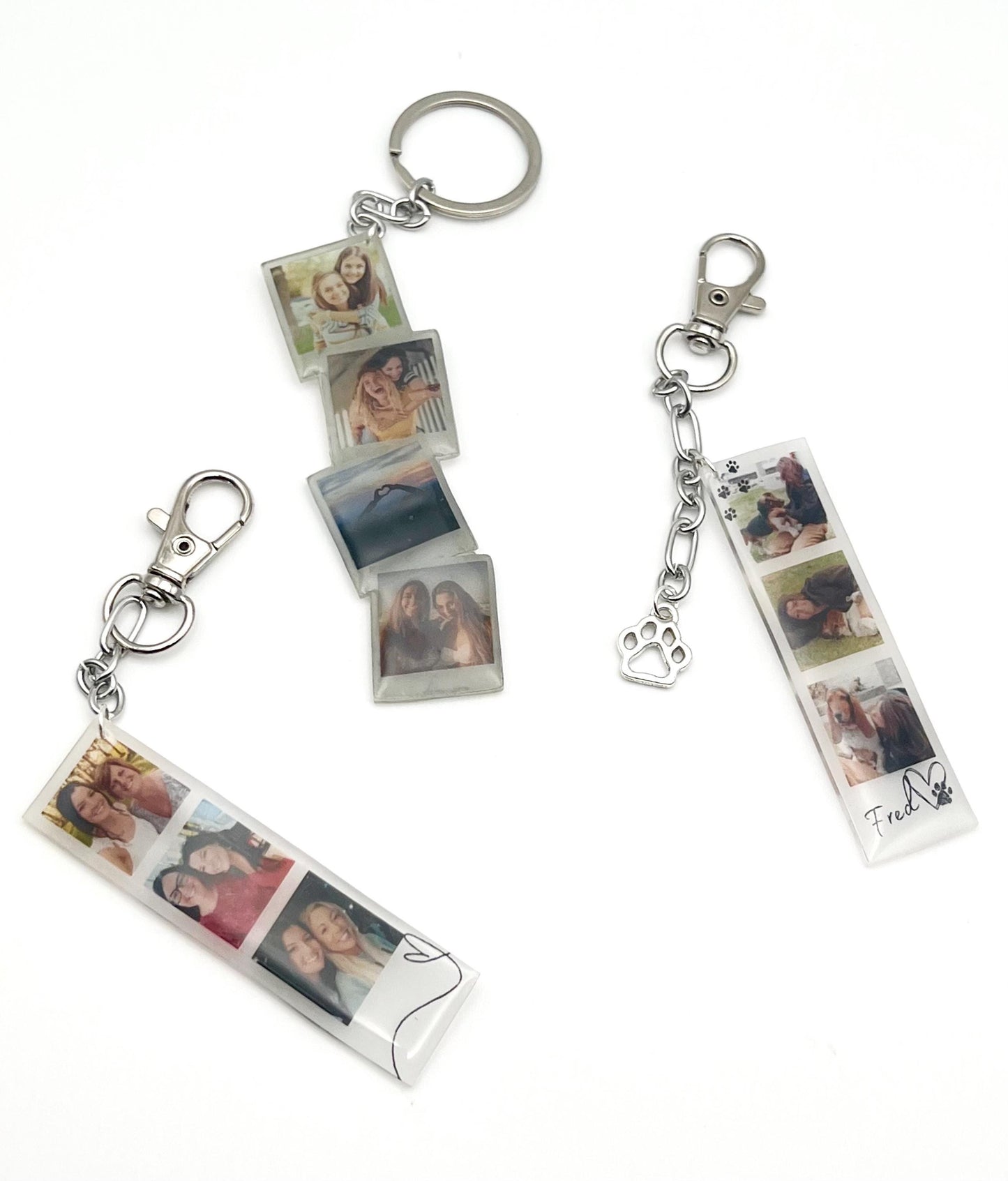 Custom Stacked Polaroids Keychain {Micro Memories}