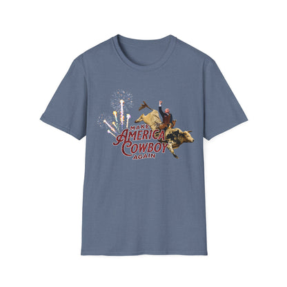 Make America Cowboy Again - Trump Bull Riding - Red Or Blue Font