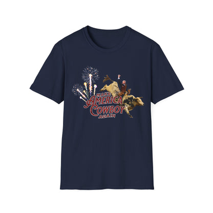 Make America Cowboy Again - Trump Bull Riding - Red Or Blue Font