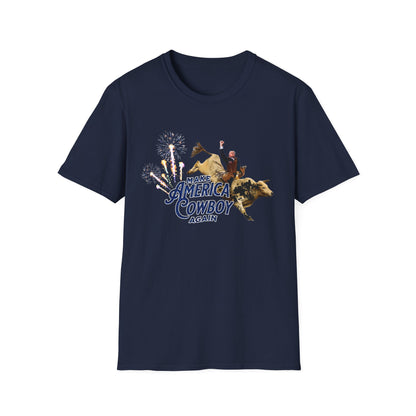 Make America Cowboy Again - Trump Bull Riding - Red Or Blue Font