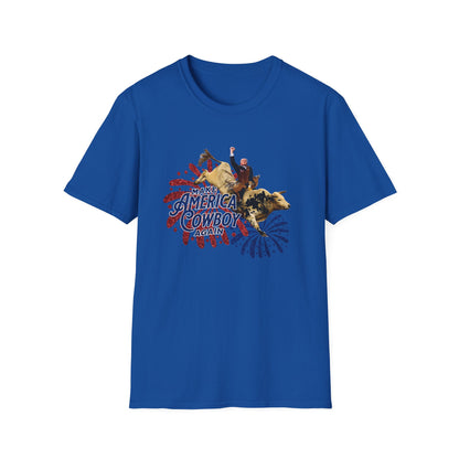 Trump Bull Riding Fireworks Glitter Print