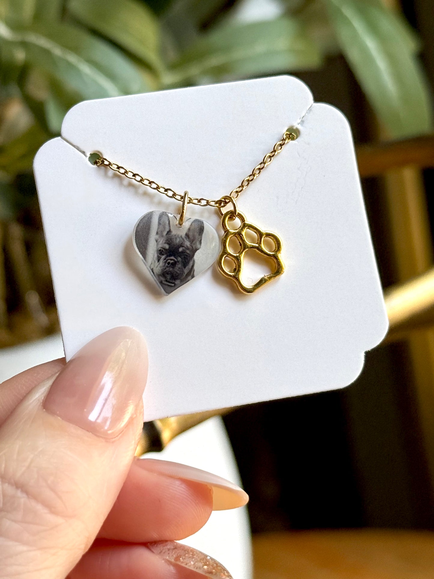 Pet Paw Print Heart Necklace