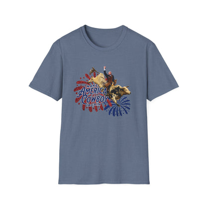 Trump Bull Riding Fireworks Glitter Print