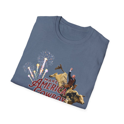 Make America Cowboy Again - Trump Bull Riding - Red Or Blue Font