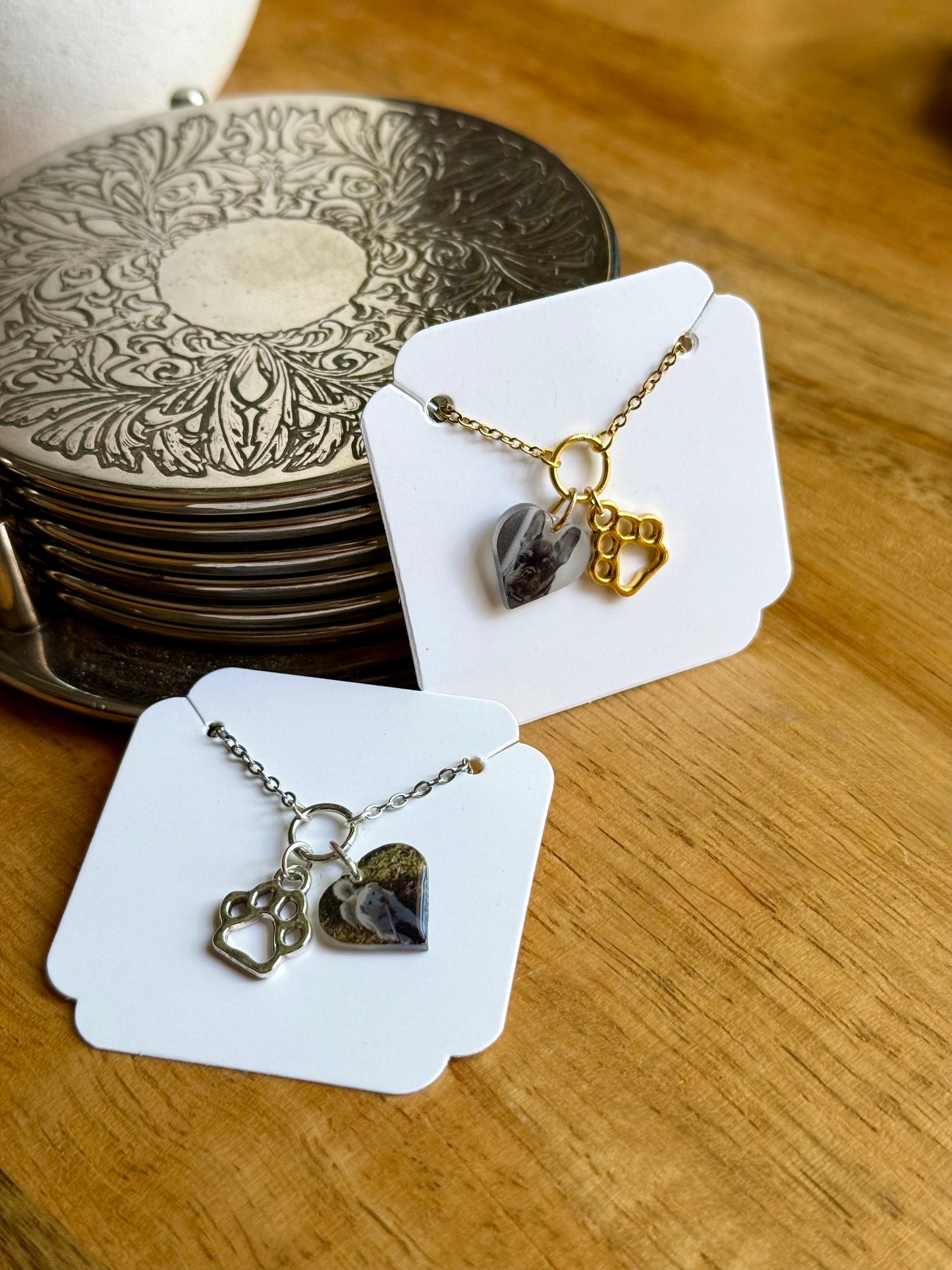 Pet Paw Print Heart Necklace