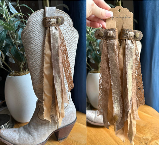 Boot Tassels – Tooled Leather Strap #1