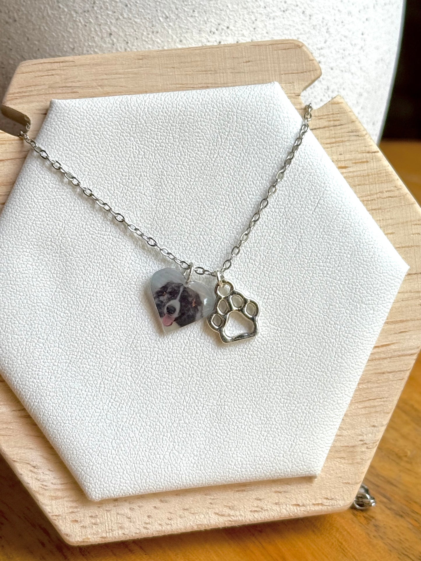 Pet Paw Print Heart Necklace
