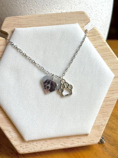 Pet Paw Print Heart Necklace