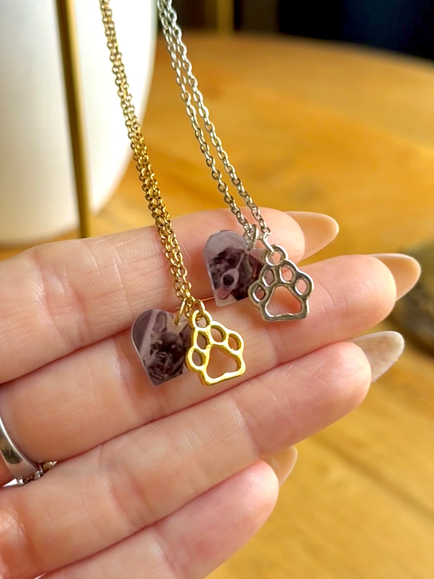 Pet Paw Print Heart Necklace