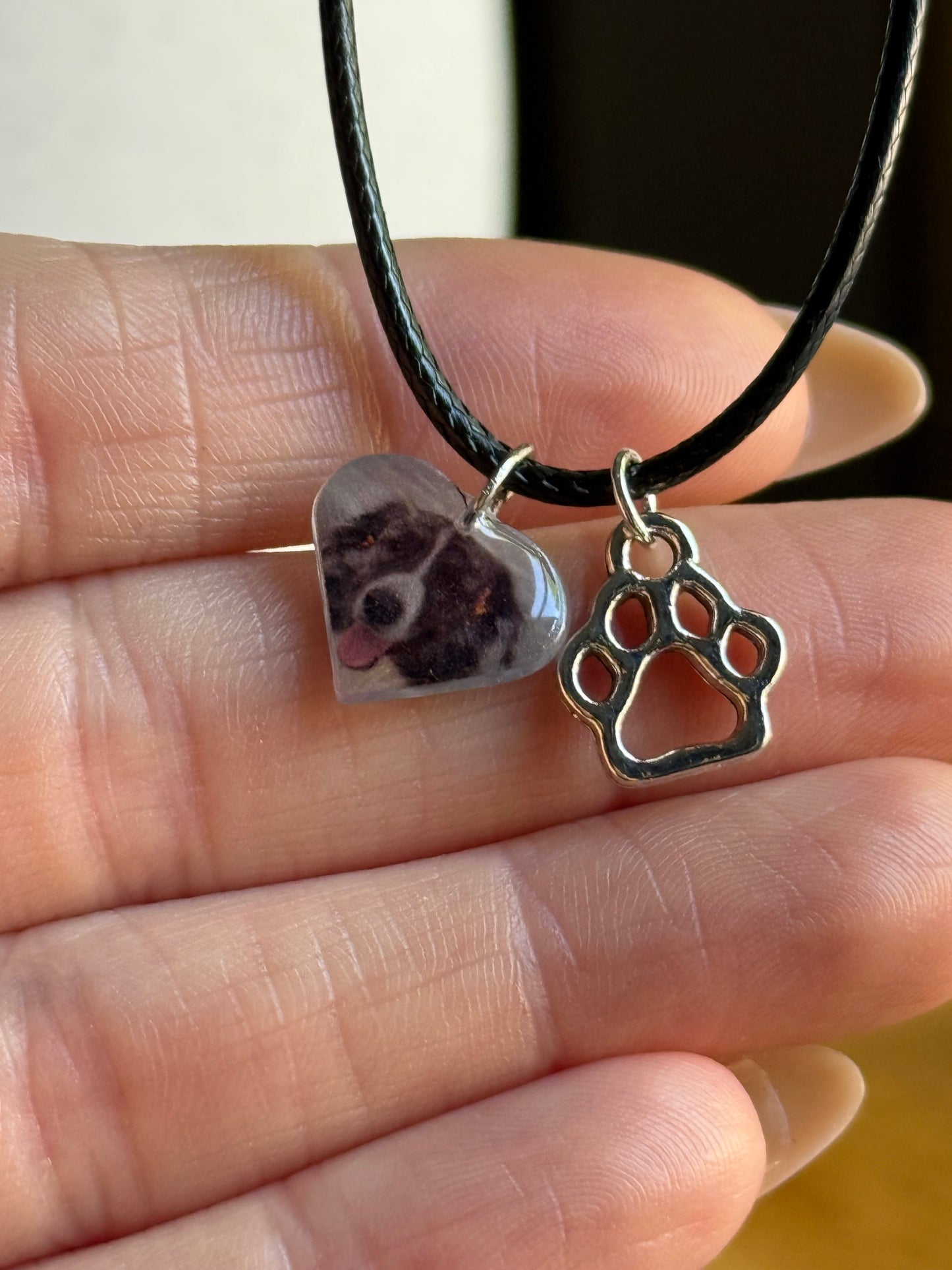 Pet Paw Print Heart Necklace