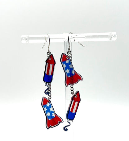 Fireworks/Cowboy Boots Patriotic Earrings