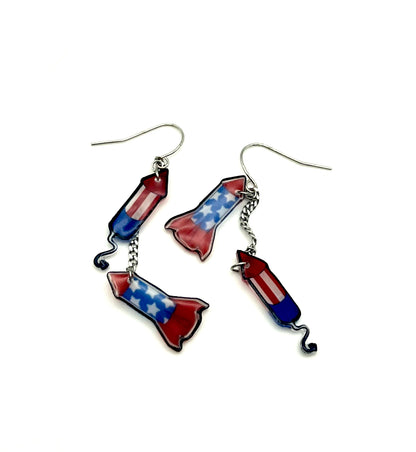 Fireworks/Cowboy Boots Patriotic Earrings
