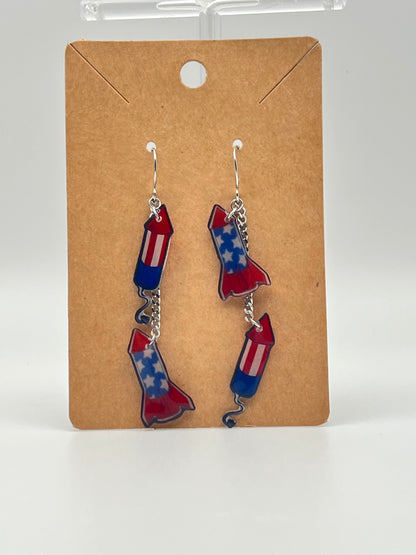 Fireworks/Cowboy Boots Patriotic Earrings