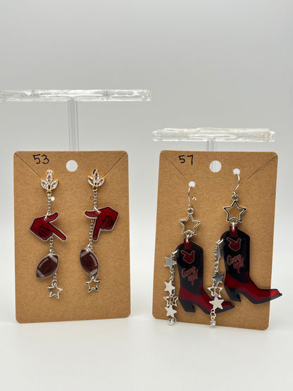 Texas Tech Cowboy Boot Earrings