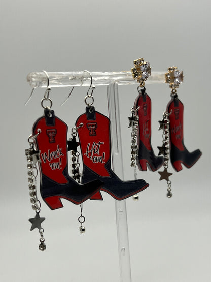 Texas Tech Cowboy Boot Earrings
