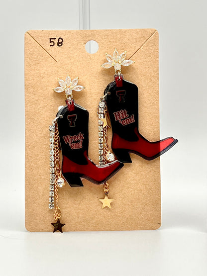 Texas Tech Cowboy Boot Earrings