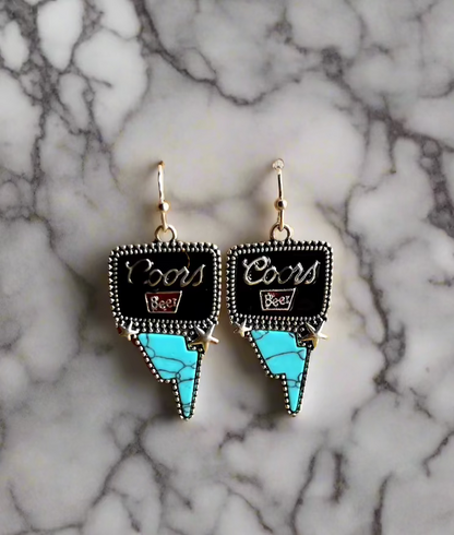 Coors Lightning Bolt Beer Earrings