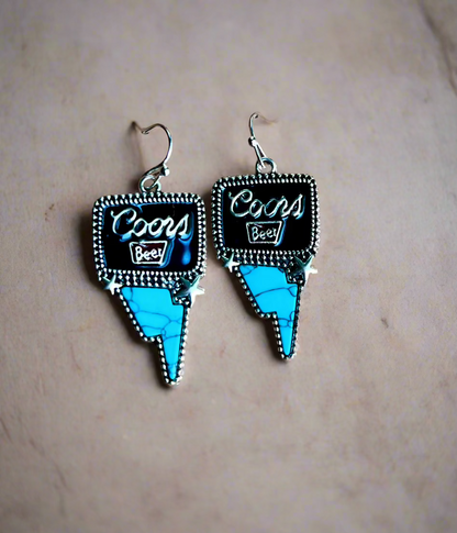 Coors Lightning Bolt Beer Earrings