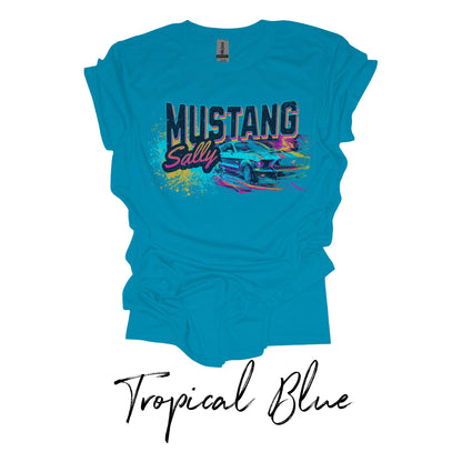 Neon Blast Mustang Sally Unisex T-shirt: Bold & Dynamic Design Inspired by the song 'Mustang Sally' and the Ford Mustangs