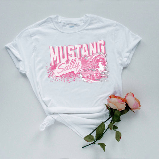 Abstract Pink Mustang Sally Ford Mustang Unisex T-shirt Retro Chic Design