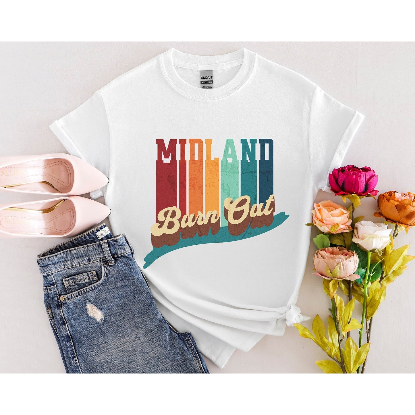 Midland Burn Out Retro T-shirt: Vintage Vibes with a Country Twist