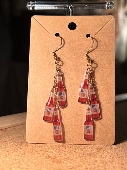 Miller Lite Beer Bottle earrings