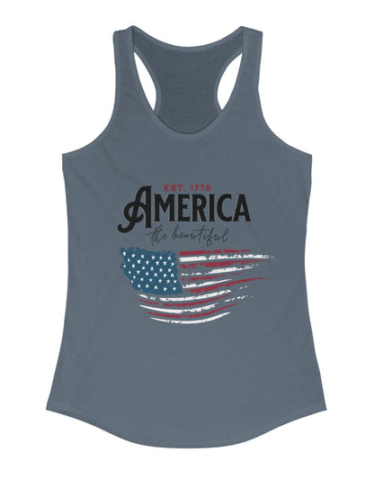 America the Beautiful 4th of July American Flag Tank Top