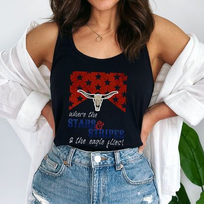 Where the Stars and Stripes & The Eagle Flies - 4th of July Tank Top Aaron Tippin Tribute