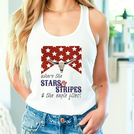 Where the Stars and Stripes & The Eagle Flies - 4th of July Tank Top Aaron Tippin Tribute