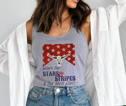 Where the Stars and Stripes & The Eagle Flies - 4th of July Tank Top Aaron Tippin Tribute